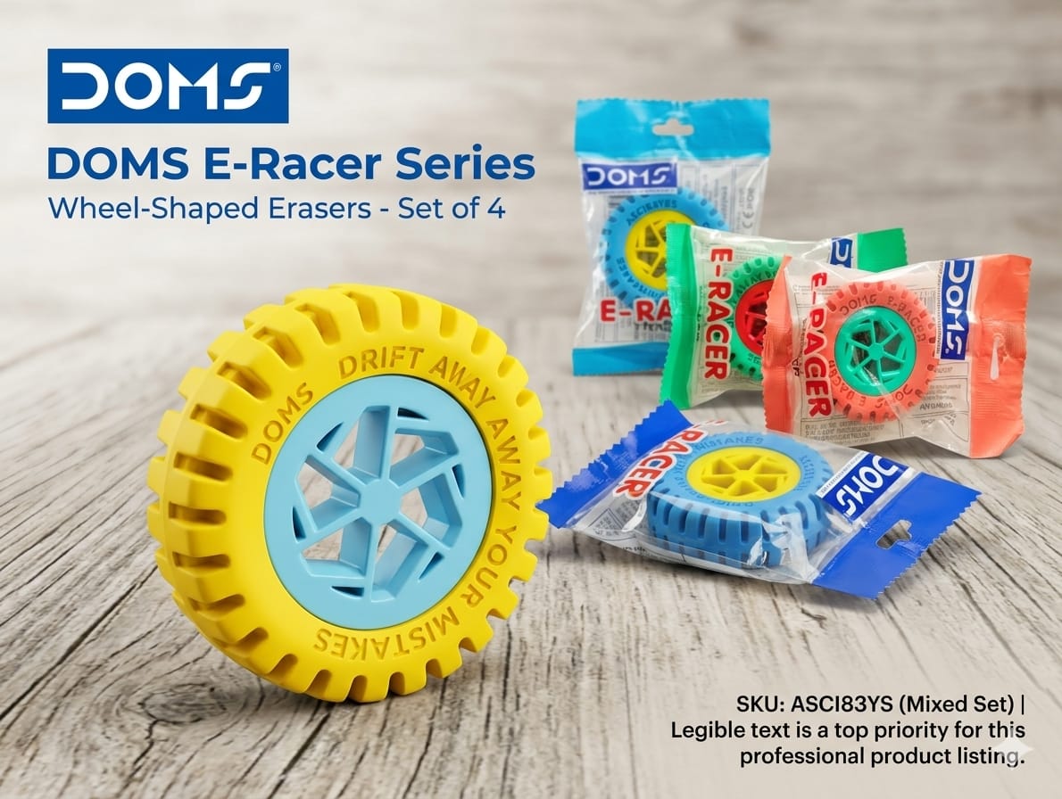 DOMS E-Racer: Wheel-Shaped Erasers