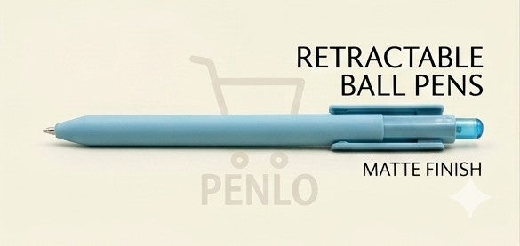 Doms Premium Matte Finish Retractable (Blue Ink) Ball Pens
