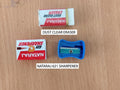 621 pencil sharpener and a Dust Clear eraser