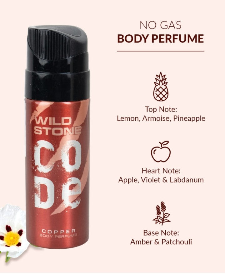Wild Stone CODE Iridium Body Perfume for Men, 40ml | No Gas Deodorant | Long Lasting Body Spray