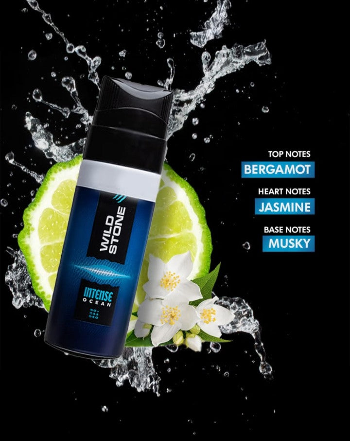 Wild Stone Intense Ocean No Gas Deodorants For Men, Long Lasting Mens Body Sray 40 ml
