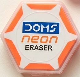 DOMS Neon Hexagonal Eraser – Vibrant & Precision Erasing pack of 1 pcs