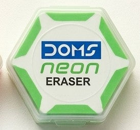 DOMS Neon Hexagonal Eraser – Vibrant & Precision Erasing pack of 1 pcs