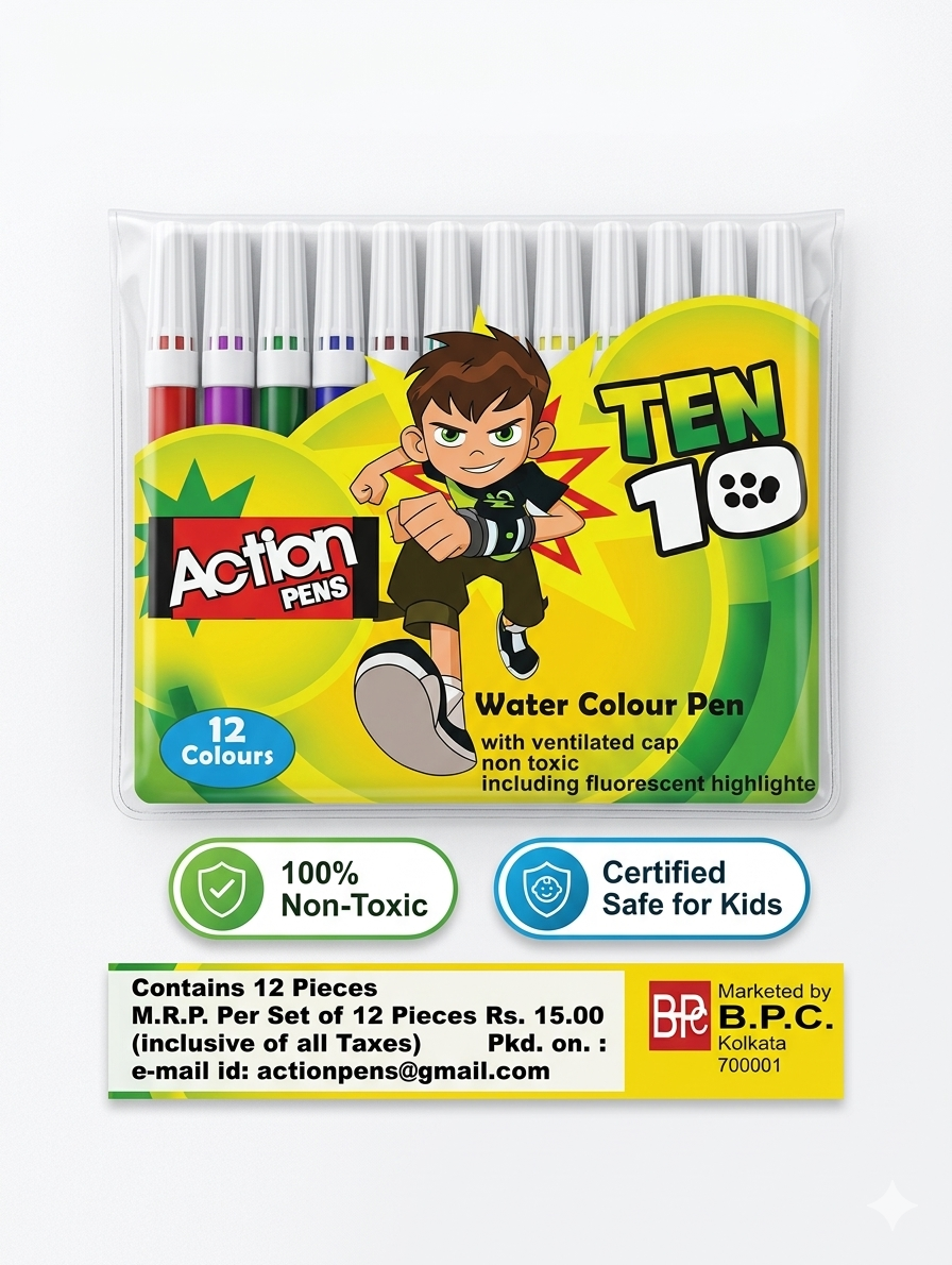 Action Pens - 12 Colours Water Colour Pen Set